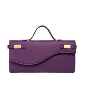 Wave Flap Crossgrain Leather Clutch Handbag - Perimade & Co.