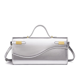 Wave Flap Crossgrain Leather Clutch Handbag - Perimade & Co.