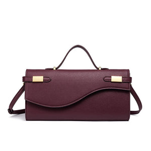 Wave Flap Crossgrain Leather Clutch Handbag - Perimade & Co.