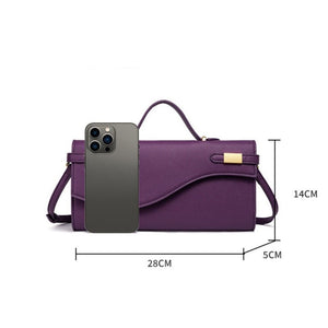 Wave Flap Crossgrain Leather Clutch Handbag - Perimade & Co.