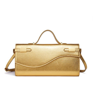Wave Flap Crossgrain Leather Clutch Handbag - Perimade & Co.