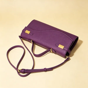 Wave Flap Crossgrain Leather Clutch Handbag - Perimade & Co.
