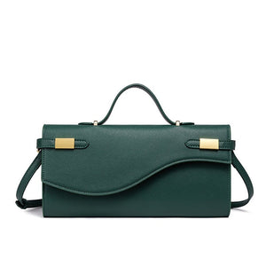 Wave Flap Crossgrain Leather Clutch Handbag - Perimade & Co.