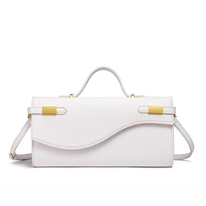 Wave Flap Crossgrain Leather Clutch Handbag - Perimade & Co.