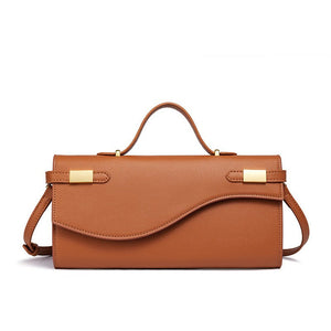 Wave Flap Crossgrain Leather Clutch Handbag - Perimade & Co.