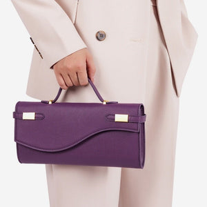 Wave Flap Crossgrain Leather Clutch Handbag - Perimade & Co.