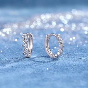 Wave Moissanite Cluster Huggie Hoop Earrings - Perimade & Co.