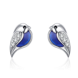 Whimsical Bluebird Enamel Stud Earrings - Perimade & Co.
