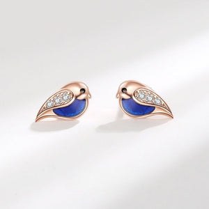 Whimsical Bluebird Enamel Stud Earrings - Perimade & Co.