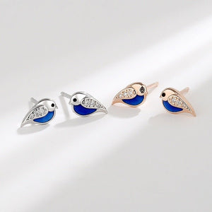 Whimsical Bluebird Enamel Stud Earrings - Perimade & Co.