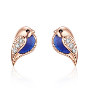 Whimsical Bluebird Enamel Stud Earrings - Perimade & Co.