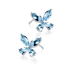 Whimsical Butterfly Aquamarine Stud Earrings - Perimade & Co.
