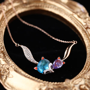 Whimsical Crystal Fox Pendant Necklace - Perimade & Co.