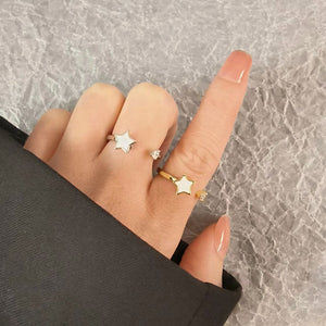 White Enamel Star Anxiety Fidget Spinner Ring - Perimade & Co.