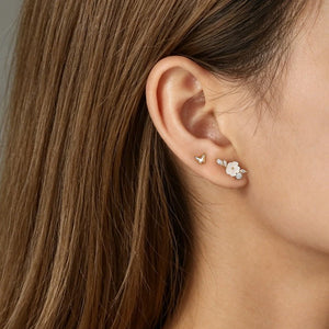 White Flower CZ Cluster Climber Stud Earrings - Perimade & Co.