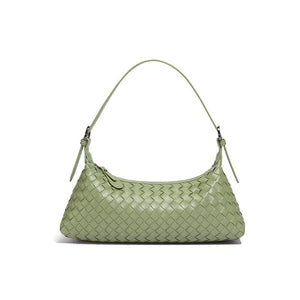 Woven Leather Baguette Shoulder Handbag - Perimade & Co.