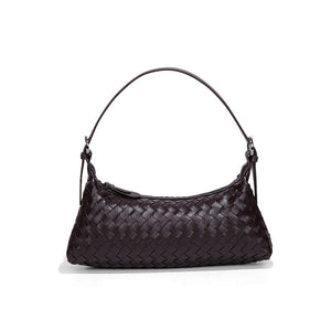 Woven Leather Baguette Shoulder Handbag - Perimade & Co.