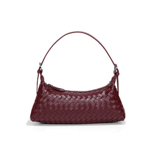 Woven Leather Baguette Shoulder Handbag - Perimade & Co.