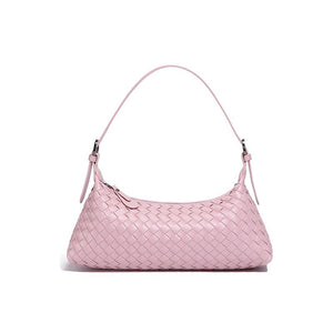 Woven Leather Baguette Shoulder Handbag - Perimade & Co.