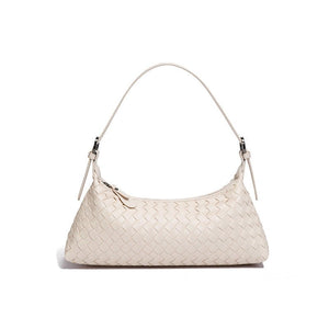 Woven Leather Baguette Shoulder Handbag - Perimade & Co.