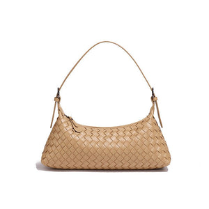 Woven Leather Baguette Shoulder Handbag - Perimade & Co.