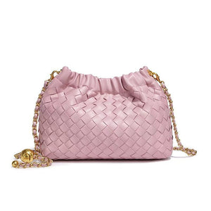 Woven Leather Cloud Drawstring Handbag - Perimade & Co.