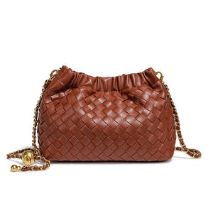 Woven Leather Cloud Drawstring Handbag - Perimade & Co.