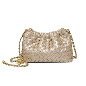 Woven Leather Cloud Drawstring Handbag - Perimade & Co.