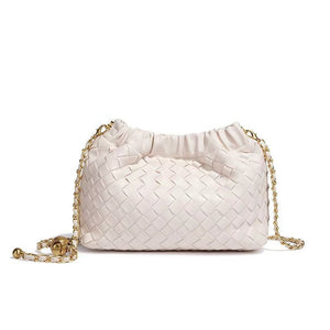 Woven Leather Cloud Drawstring Handbag - Perimade & Co.