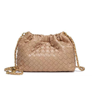 Woven Leather Cloud Drawstring Handbag - Perimade & Co.