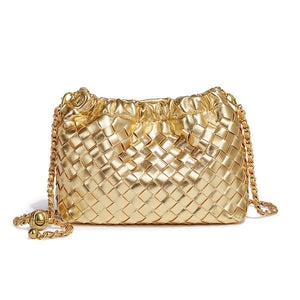 Woven Leather Cloud Drawstring Handbag - Perimade & Co.