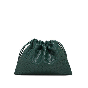 Woven Leather Drawstring Shoulder Handbag - Perimade & Co.