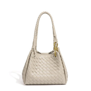 Woven Leather Knot Accent Shoulder Handbag - Perimade & Co.