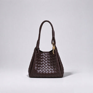 Woven Leather Knot Accent Shoulder Handbag - Perimade & Co.
