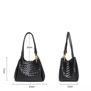 Woven Leather Knot Accent Shoulder Handbag - Perimade & Co.