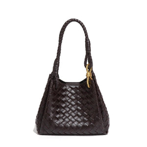 Woven Leather Knot Accent Shoulder Handbag - Perimade & Co.