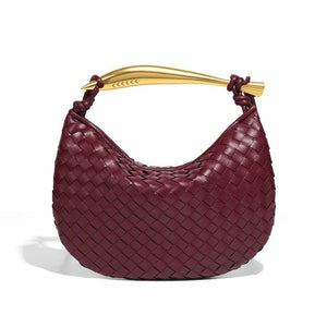 Woven Leather Sardine Handle Hobo Handbag - Perimade & Co.