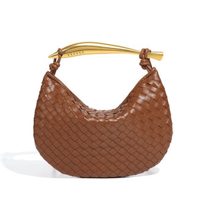 Woven Leather Sardine Handle Hobo Handbag - Perimade & Co.