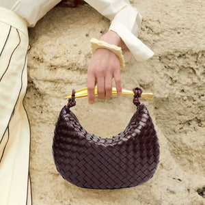 Woven Leather Sardine Handle Hobo Handbag - Perimade & Co.