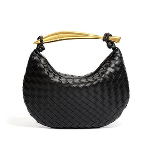 Woven Leather Sardine Handle Hobo Handbag - Perimade & Co.