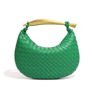 Woven Leather Sardine Handle Hobo Handbag - Perimade & Co.