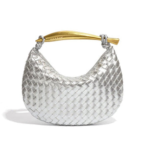 Woven Leather Sardine Handle Hobo Handbag - Perimade & Co.