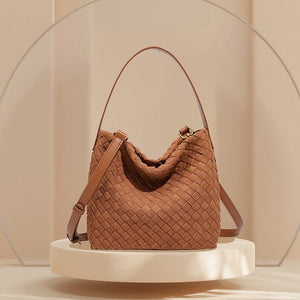 Woven Leather Suede Hobo Shoulder Handbag - Perimade & Co.