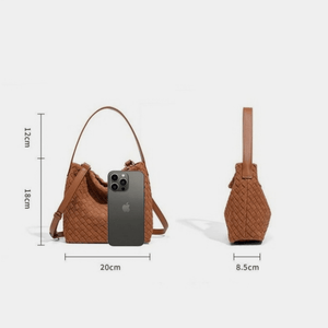 Woven Leather Suede Hobo Shoulder Handbag - Perimade & Co.