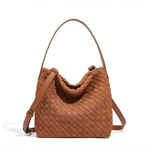 Woven Leather Suede Hobo Shoulder Handbag - Perimade & Co.