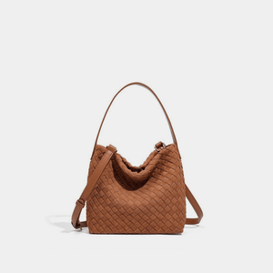 Woven Leather Suede Hobo Shoulder Handbag - Perimade & Co.