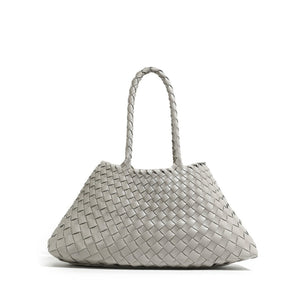 Woven Leather Trapezoid Shoulder Handbag - Perimade & Co.