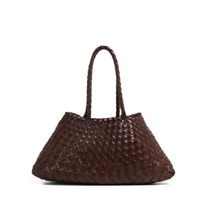 Woven Leather Trapezoid Shoulder Handbag - Perimade & Co.