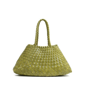 Woven Leather Trapezoid Shoulder Handbag - Perimade & Co.