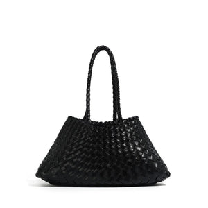 Woven Leather Trapezoid Shoulder Handbag - Perimade & Co.